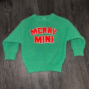 🎅 Merry Mini Holiday Unisex Baby 18-24 Green Christmas Wool Sweater